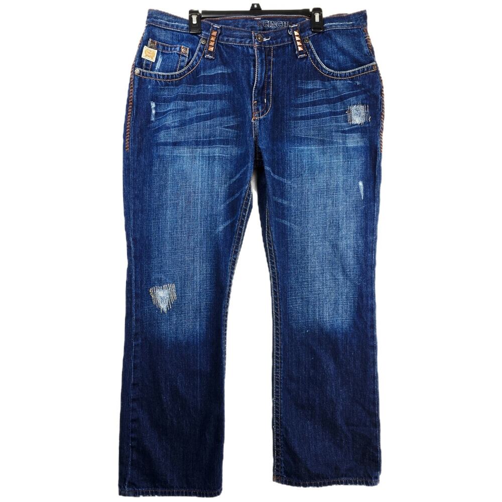 Cinch Jace Jeans Men's Fits 38x31‎ Distressed Embroidered Flap Pockets Western